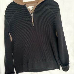 Navy Hoodie Medium cotton heavyweight pullover 1/4 zip